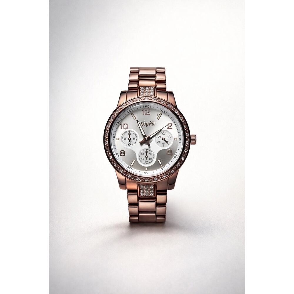 Crystal Bezel Chocolate Tone Watch Novelle | Elegant Rhinestone Accent